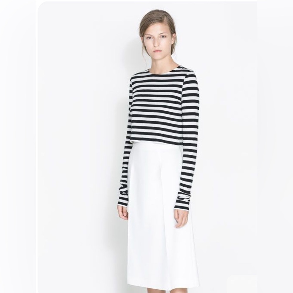 Zara Cropped Stripe T-Shirt